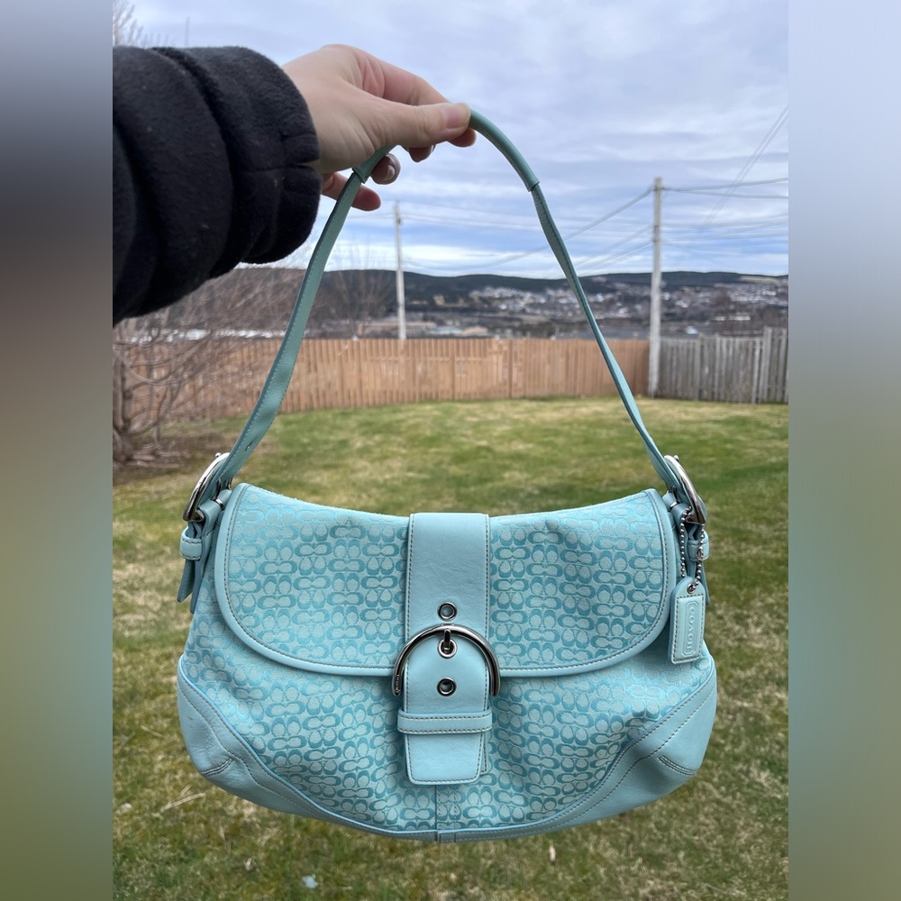 Tiffany Blue Coach Soho Signature Canvas Leather Shoulder bag